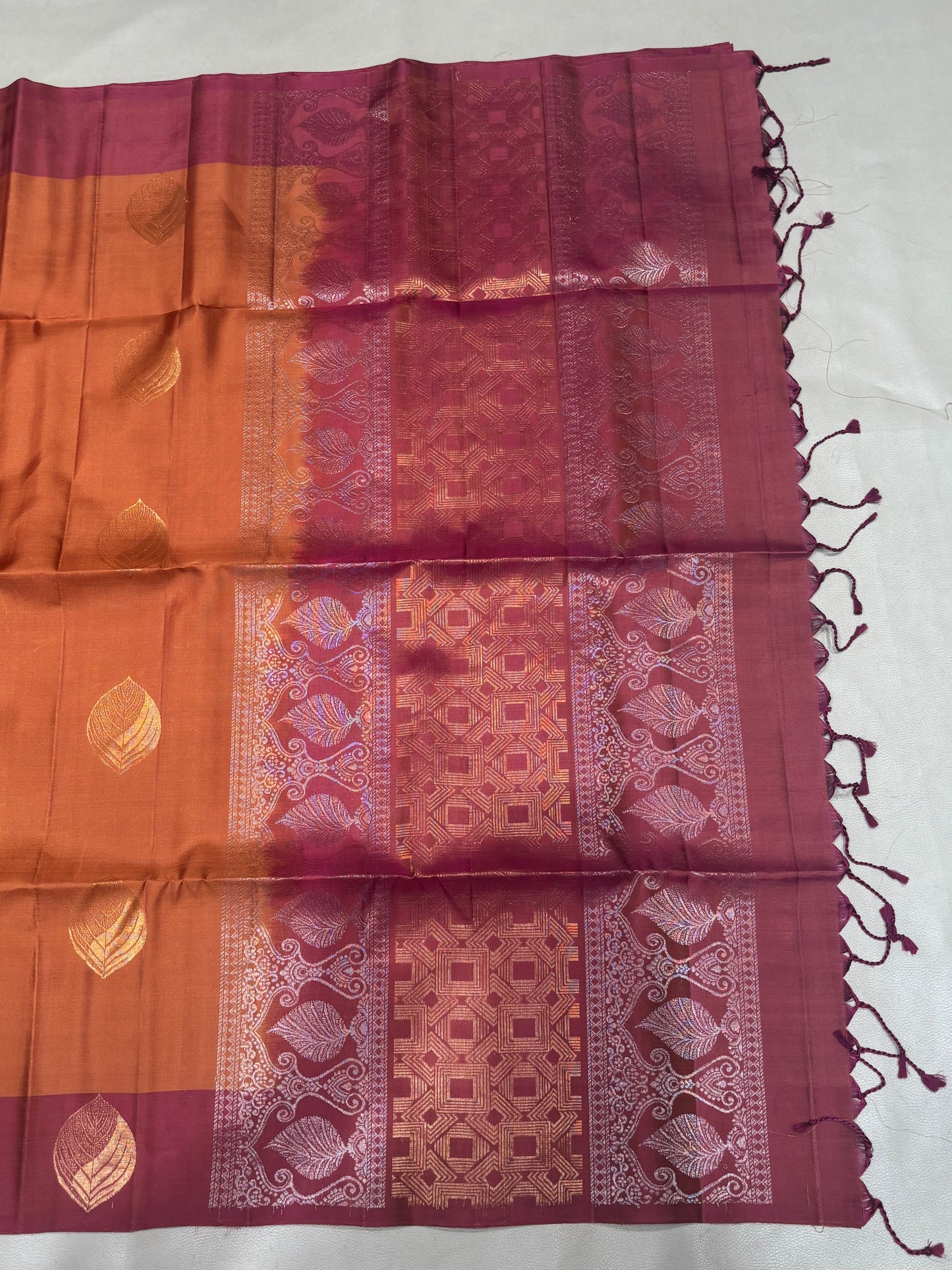 Saranam rust orange handloom softsilk saree - Pure silk saree-set14