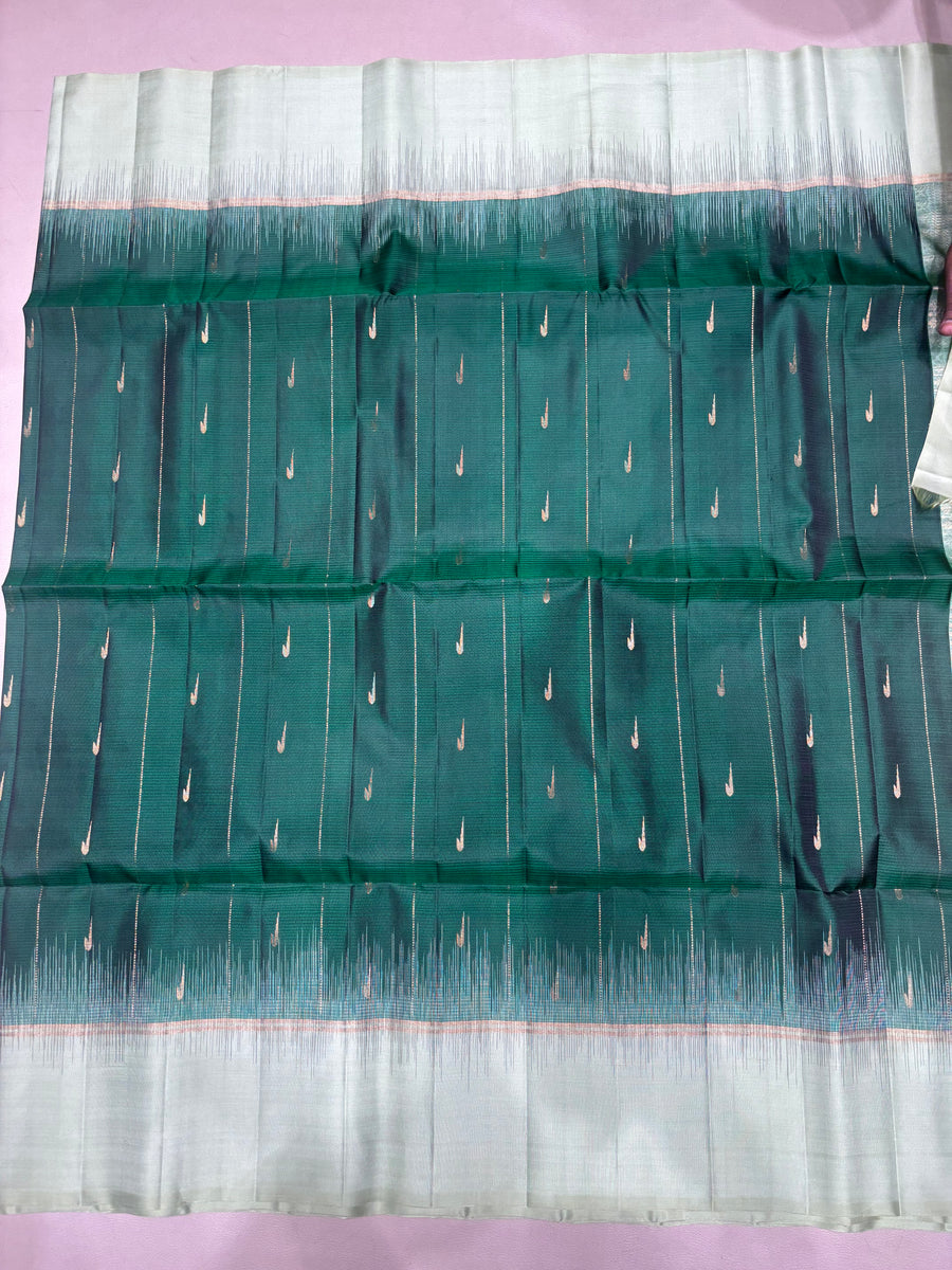 Leelavathi bottle green handloom softsilk saree - Pure silk saree