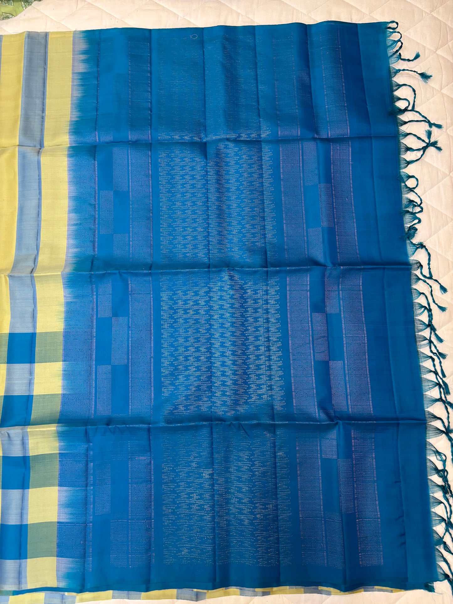 Kattam blue handloom softsilk saree - Pure silk saree-AK1111