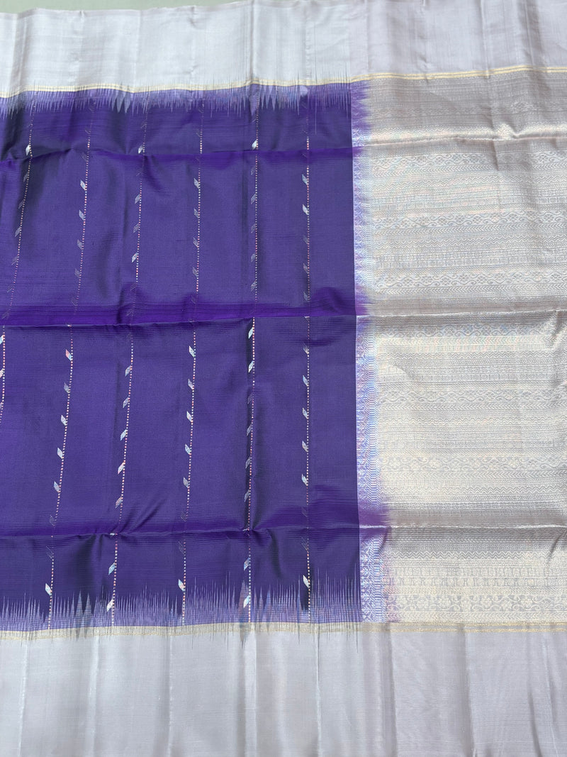 Ilai blue handloom softsilk saree - Pure silk saree- contrast color