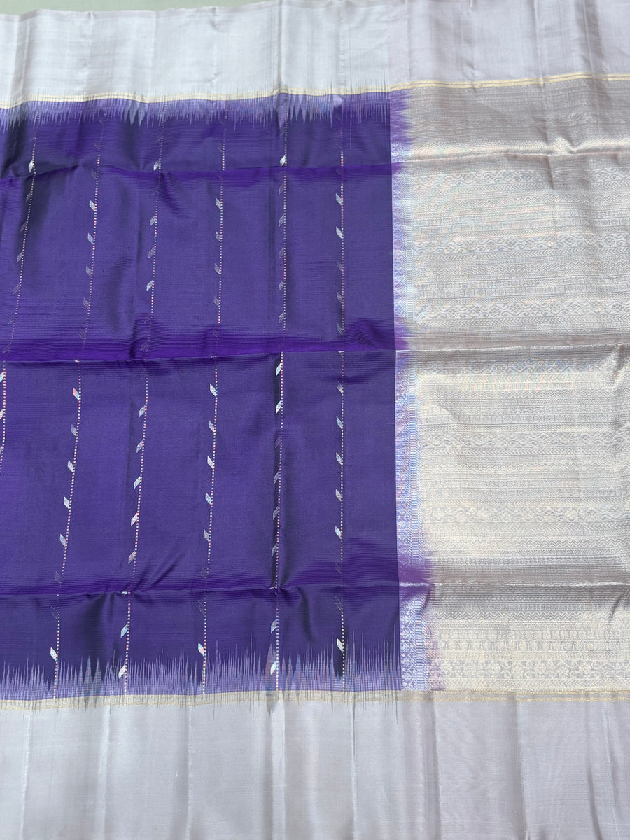Ilai blue handloom softsilk saree - Pure silk saree- contrast color
