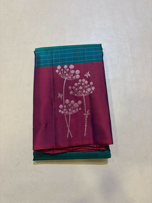 Elakki checked handloom softsilk saree - Pure silk saree