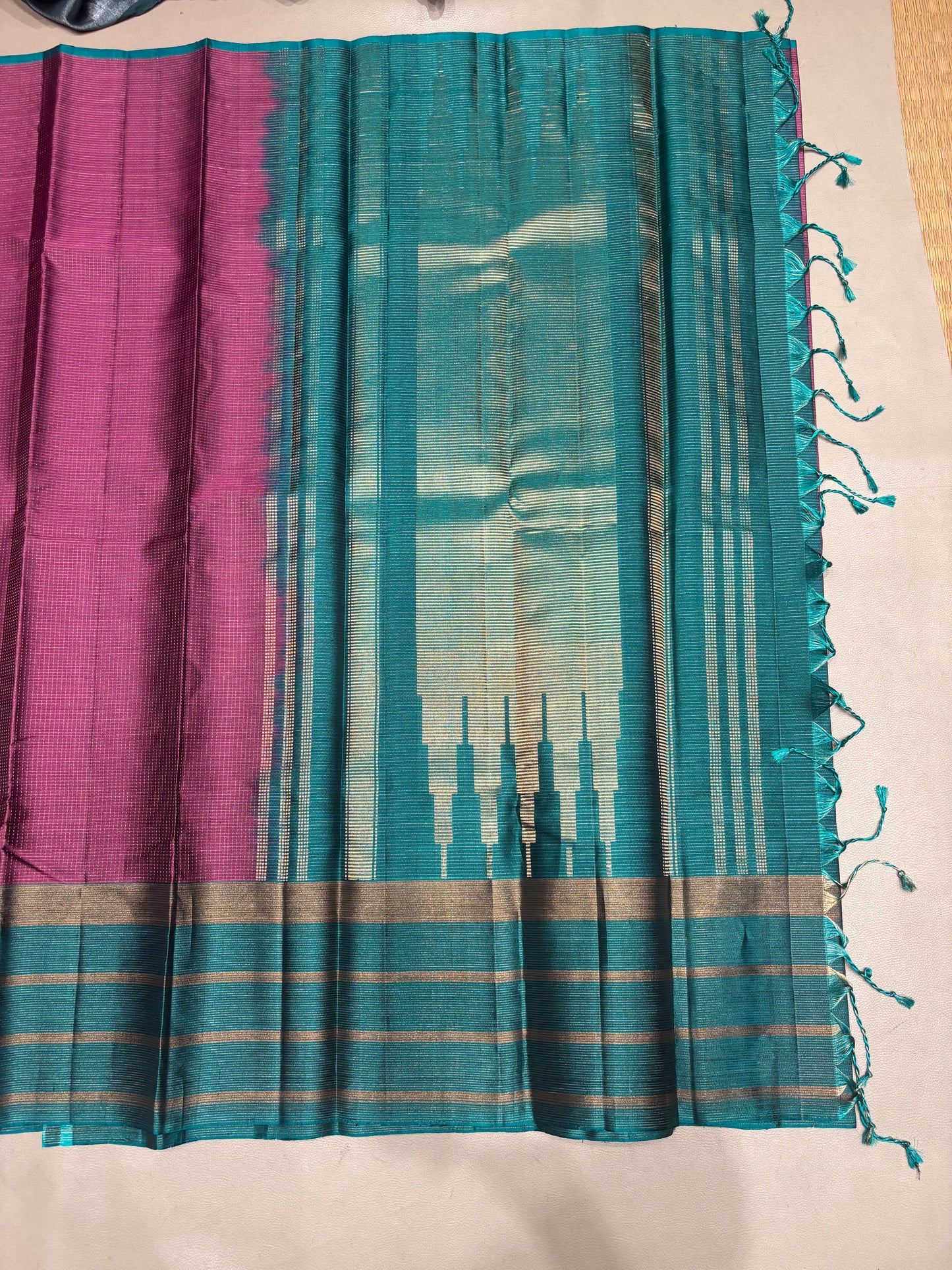 Ranjani pink & green micro checked softsilk saree - Pure silk saree-AK1118