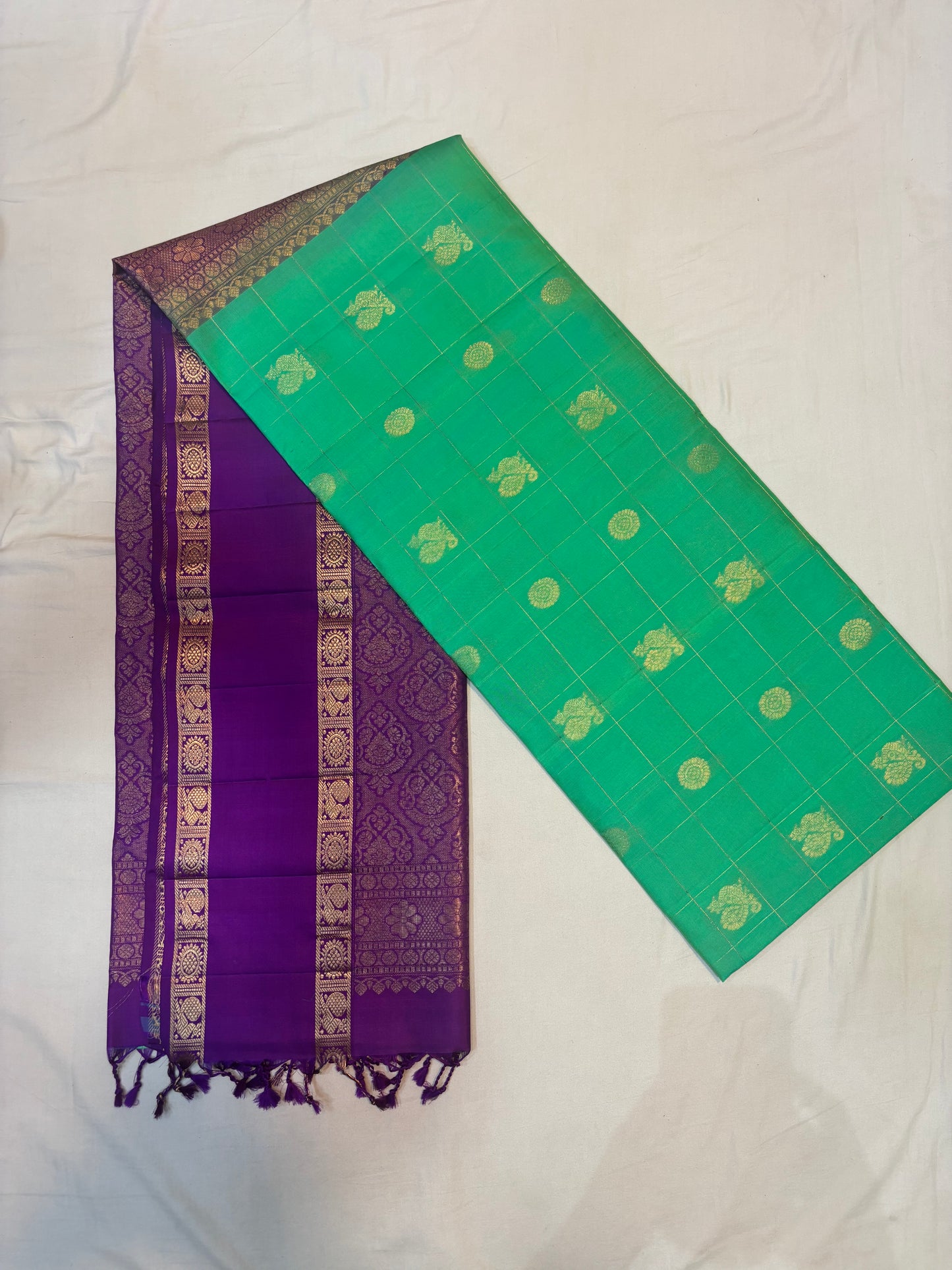 Sangavi green & purple handloom softsilk saree - Pure silk saree