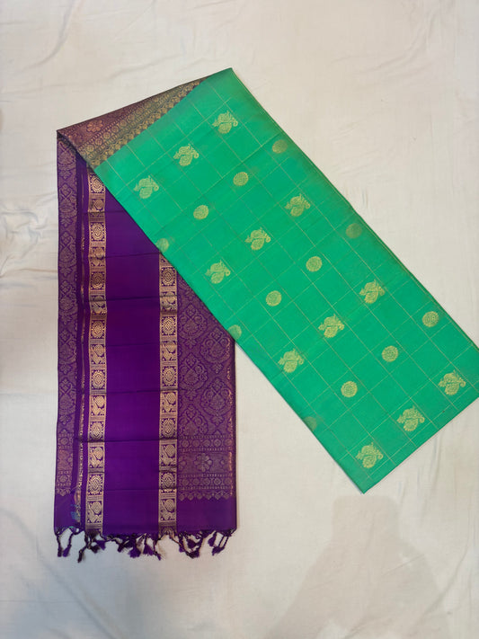 Sangavi green & purple handloom softsilk saree - Pure silk saree