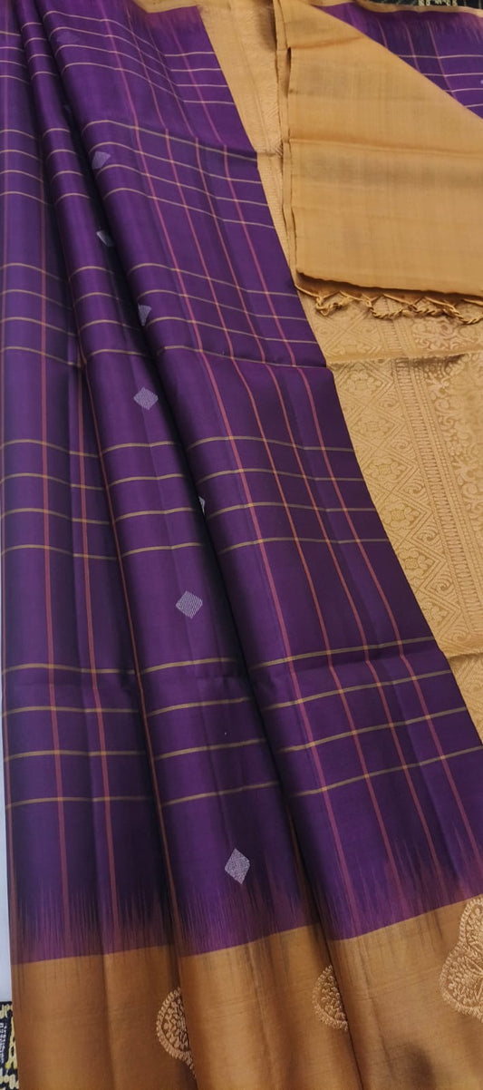 Vanmadhi purple handloom softsilk saree - Pure silk saree-AK1102