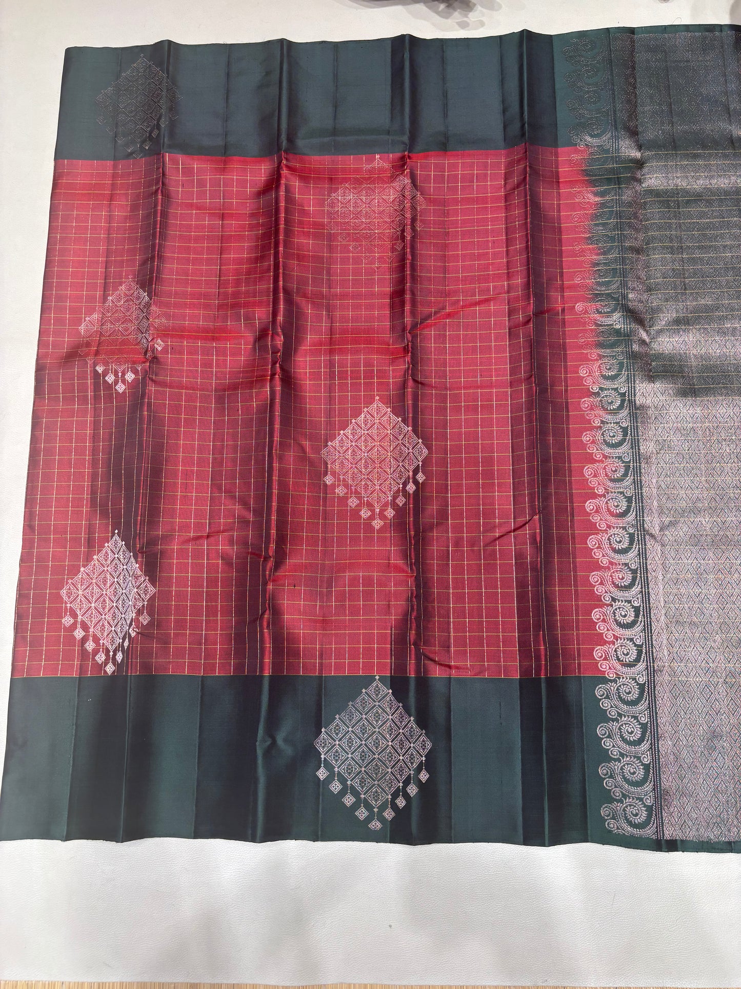 Thanima maroon and green softsilk saree - Pure silk saree