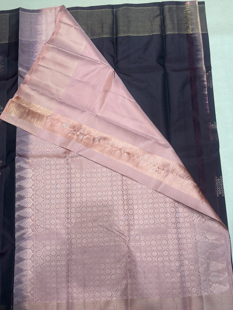 Samyukta Kolam coffee brown softsilk saree