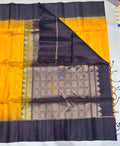 Leelavathi yellow & coffee brown handloom softsilk saree - Pure silk saree - GA104