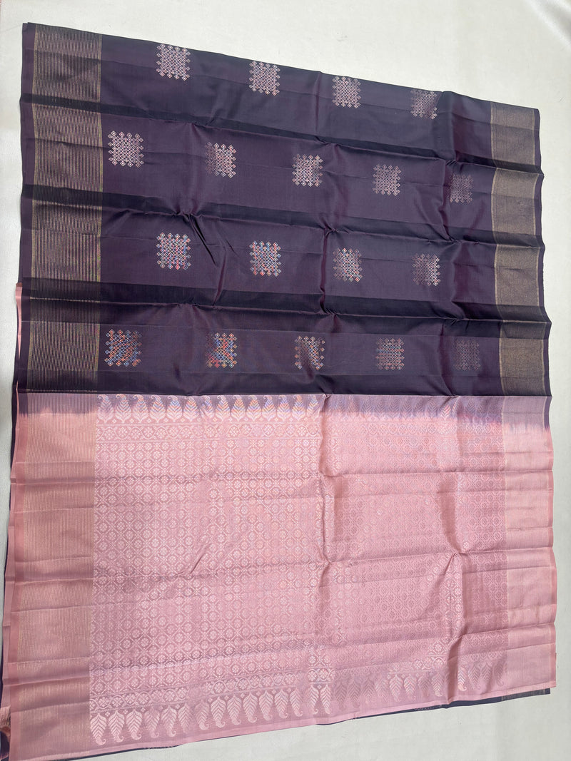 Samyukta Kolam coffee brown softsilk saree