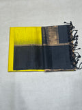 Vamika radium green & black handloom softsilk saree - Pure silk saree- contrast color