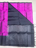Darika pink & black handloom softsilk saree - Pure silk saree