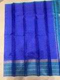 Ranjani micro checked dark blue- blue handloom softsilk saree - Pure silk saree