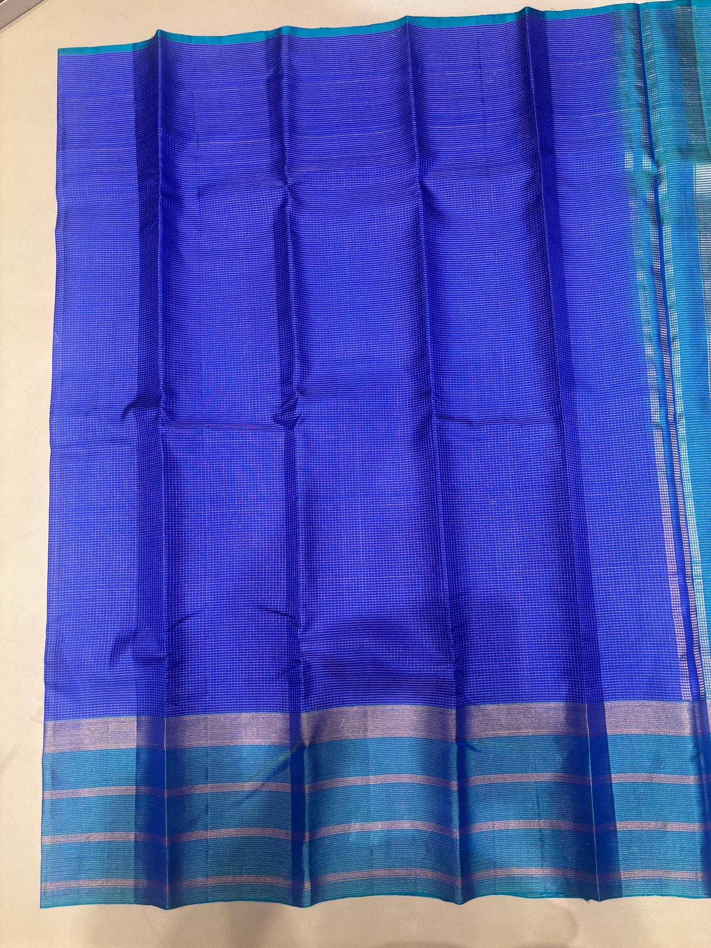 Ranjani micro checked dark blue- blue handloom softsilk saree - Pure silk saree