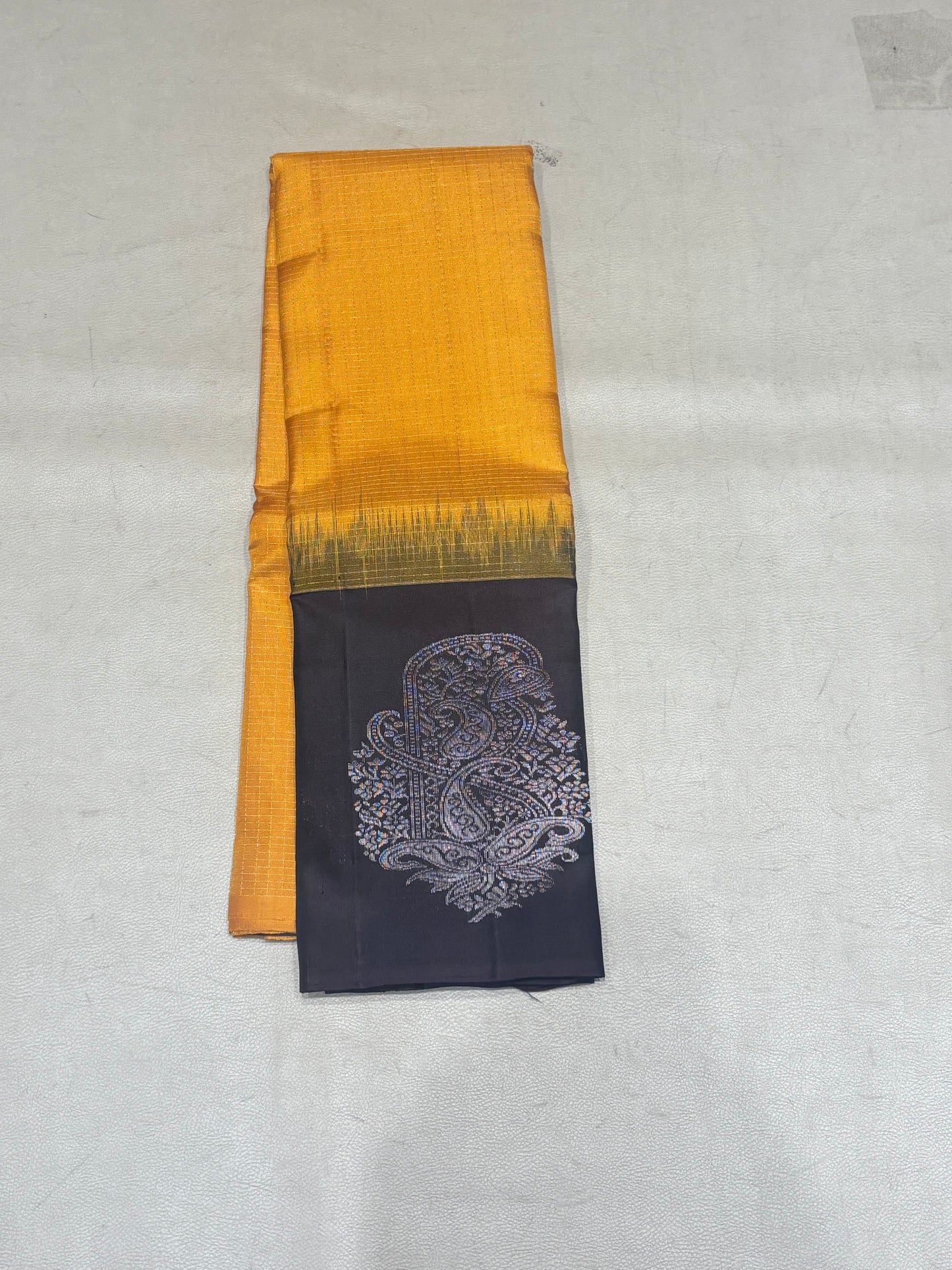 Rudhrika handloom softsilk saree - Pure silk saree - Yellow and coffee brown color