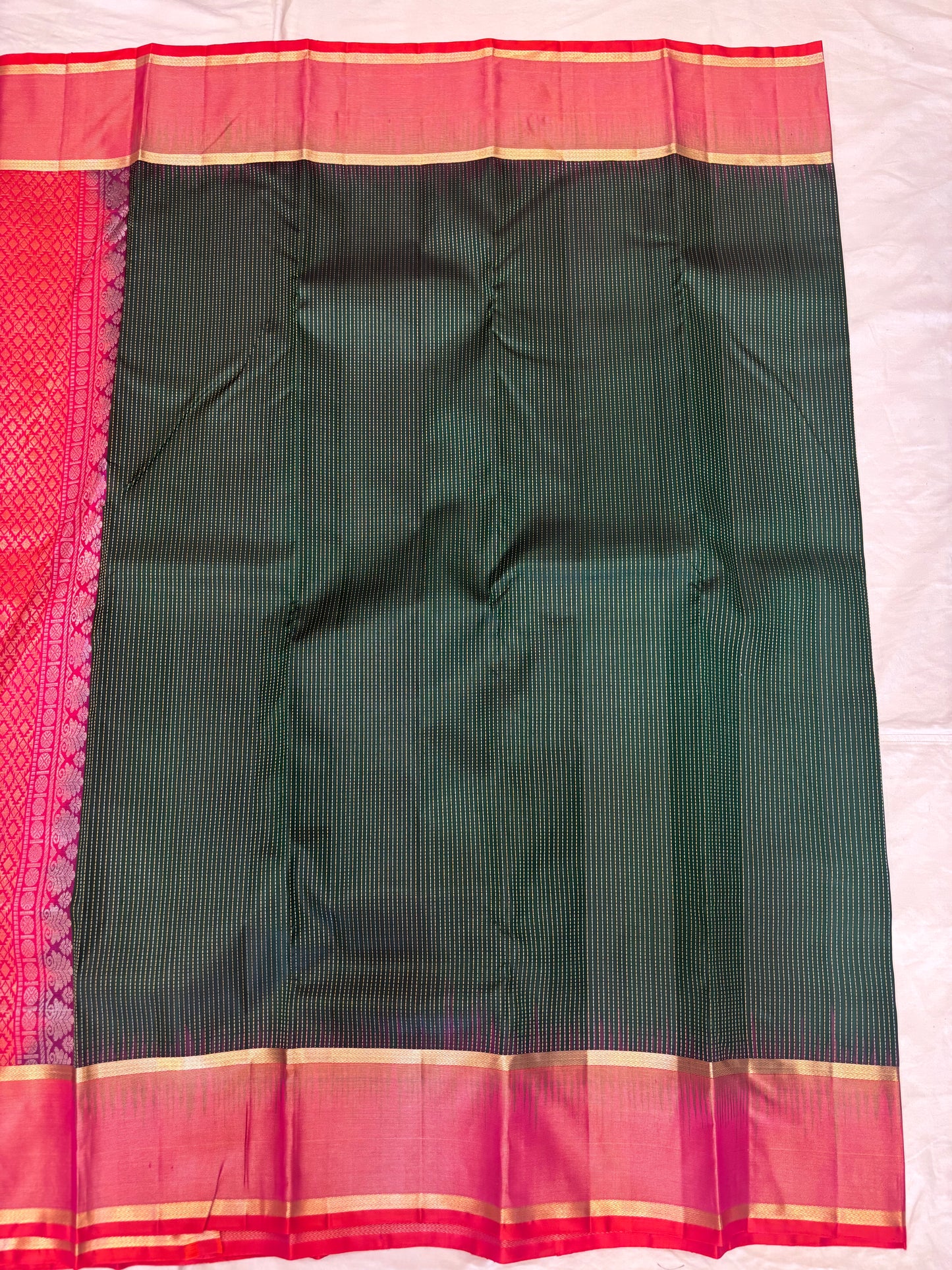 Thirumagal bottle green handloom softsilk saree - Pure silk saree-AK1109