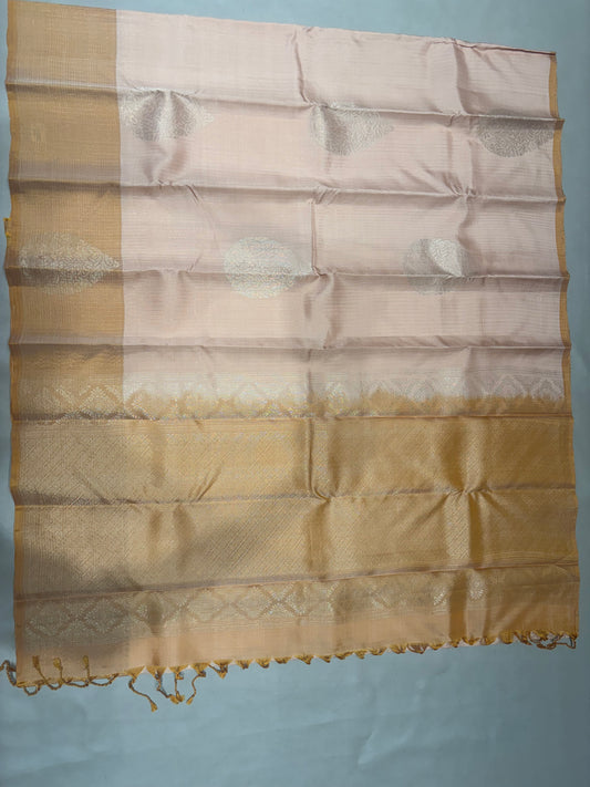 Vaidoori dusty peach handloom vaira oosi softsilk saree - Pure silk saree