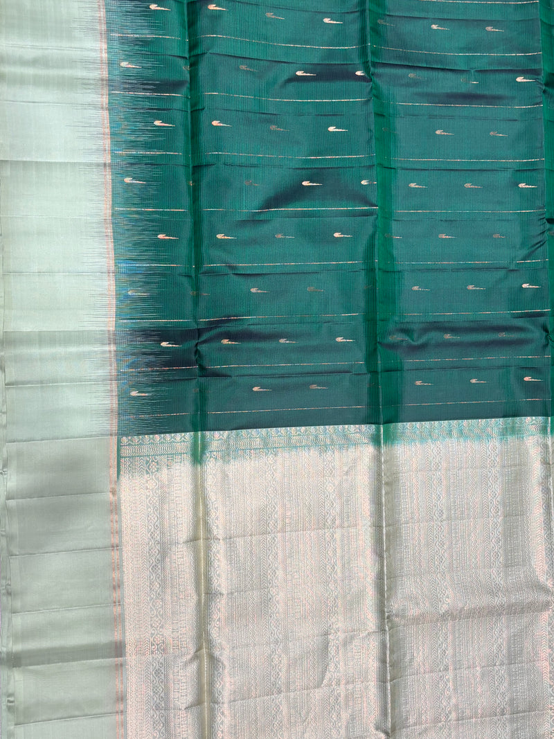 Leelavathi bottle green handloom softsilk saree - Pure silk saree