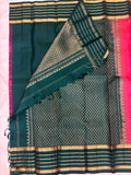 Suhitha pink & bottle green handloom softsilk saree- Pure silk saree-AK1110-AV101