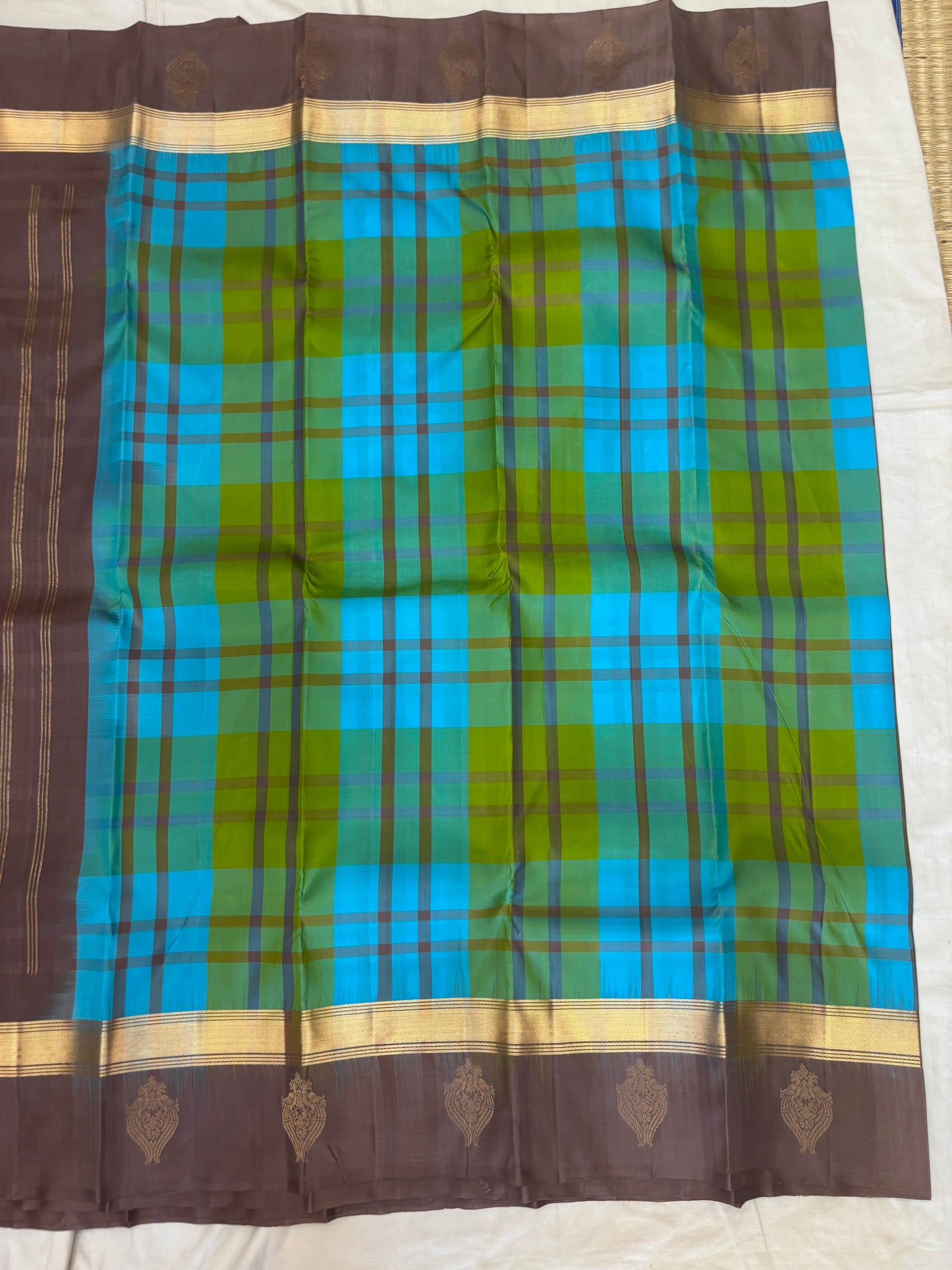 Aadhirai blue green handloom softsilk saree - Pure silk saree-AK1114