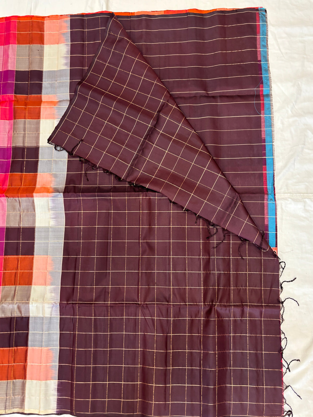 Kattam multicolor handloom softsilk saree