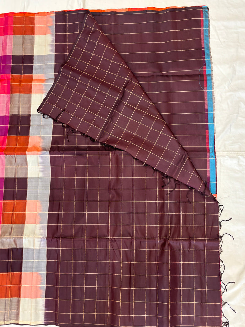 Kattam multicolor handloom softsilk saree