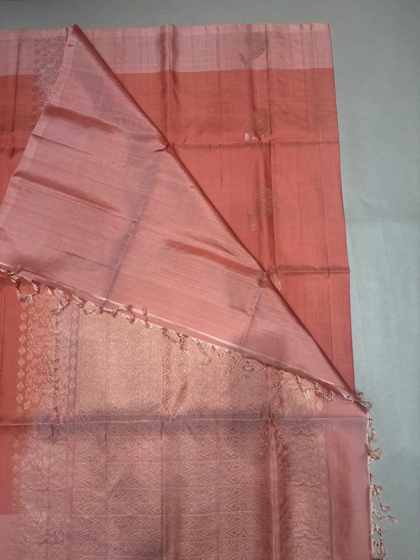 Mayuri peach pink handloom softsilk saree - Pure silk saree