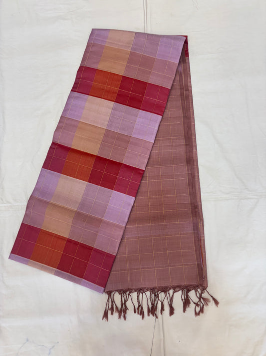 Kattam constrast color softsilk saree - Pure silk saree