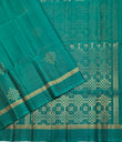 Kolam softsilk saree - peacock green color body, pallu , blouse pure silk saree