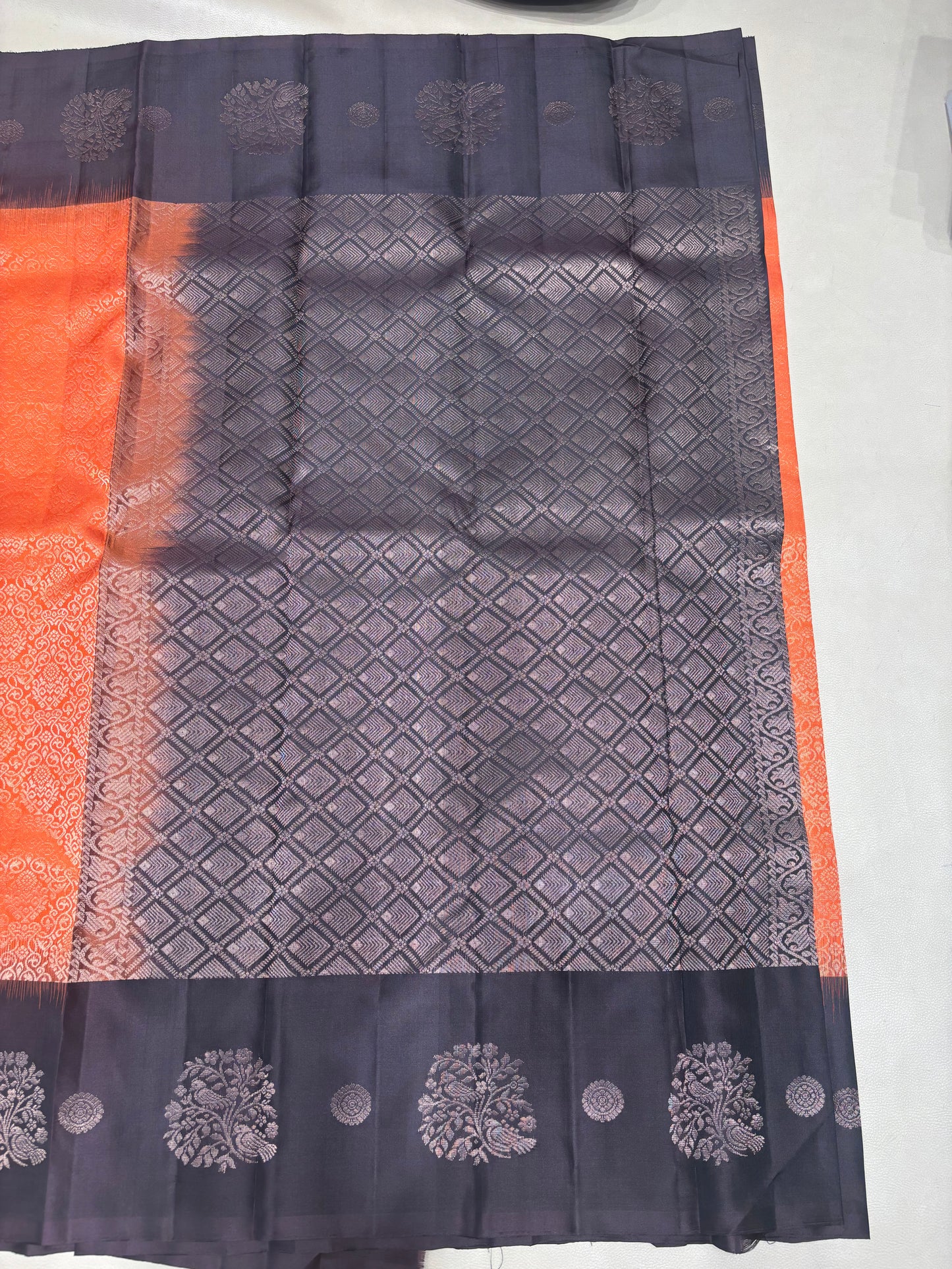 Eliya rust orange handloom softsilk saree - Pure silk saree- all self contrast - ASC1101