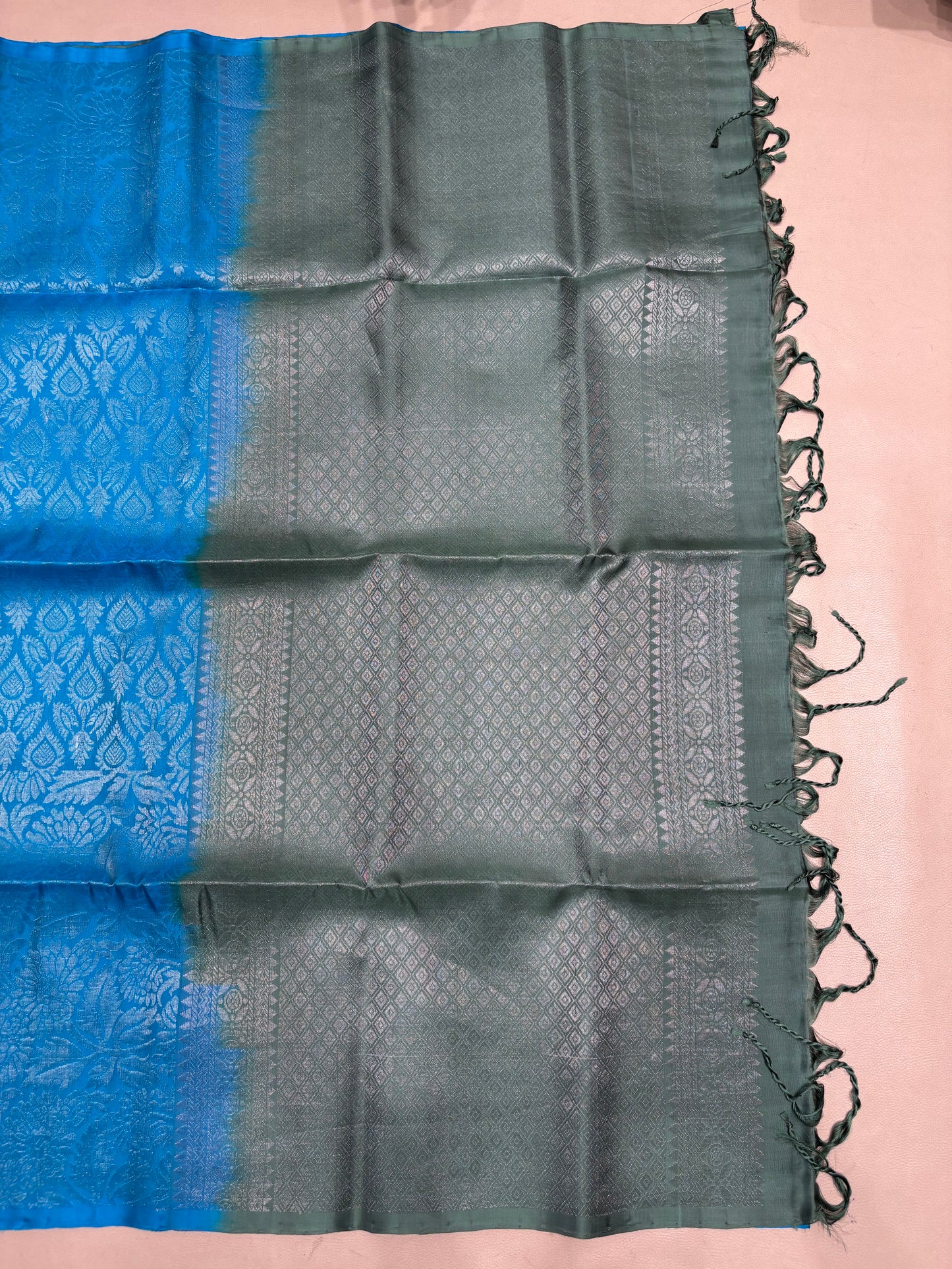 Lithika blue brocade bridal softsilk saree - Pure silk saree
