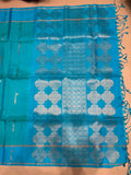 Ponkodi blue& sea green handloom softsilk saree - Pure silk saree- BA102