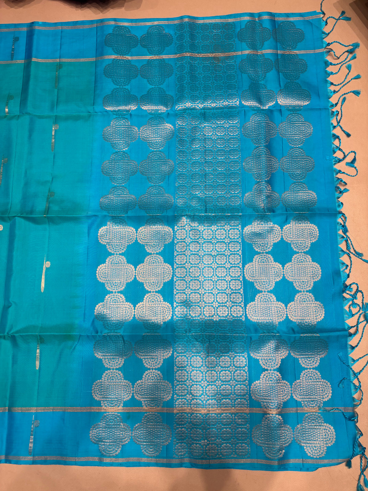 Ponkodi blue& sea green handloom softsilk saree - Pure silk saree- BA102