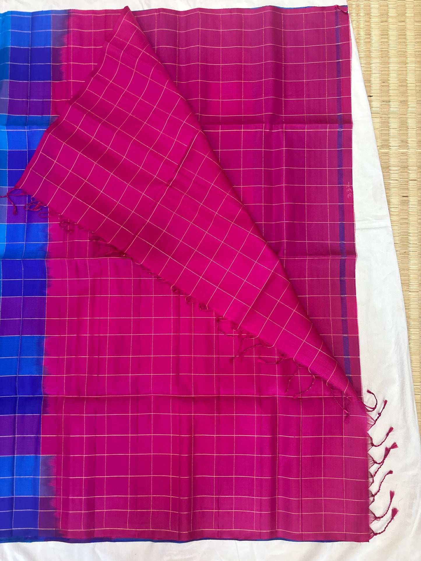 Kattam blue & pink handloom softsilk saree-AK1114