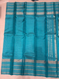Ranjani teal blue green micro checked handloom softsilk saree - Pure silk saree-AK1118