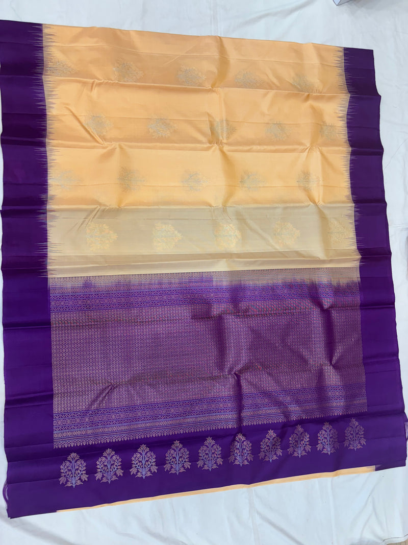 Yuvaa warm gold & purple softsilk saree - Pure silk saree