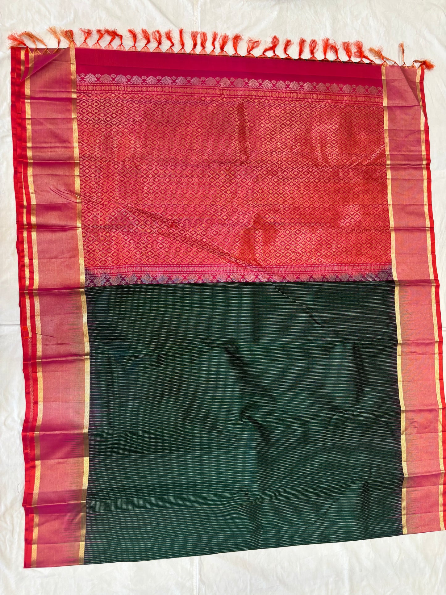 Thirumagal bottle green handloom softsilk saree - Pure silk saree-AK1109