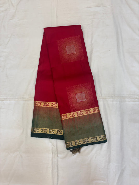 Supriya red & bottle green softsilk saree - Pure silk saree-set11