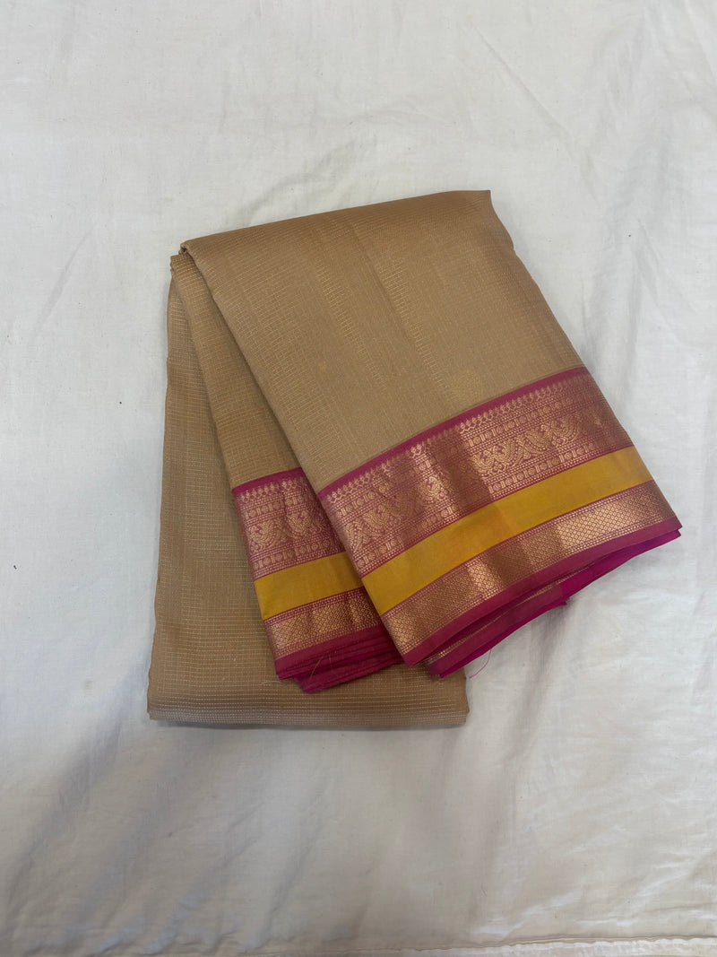 Kamakshi off white handloom Softsilk saree