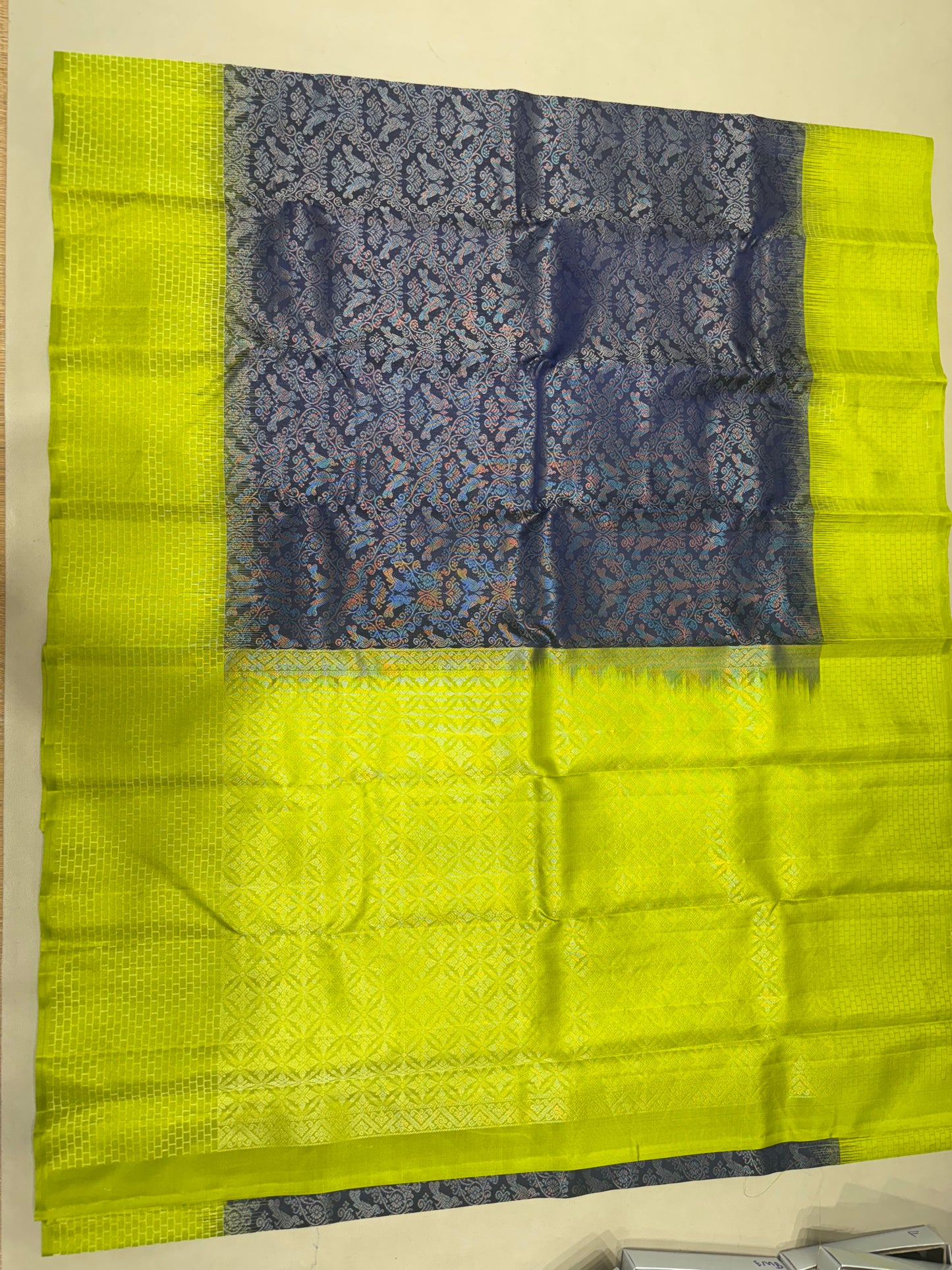 Mantra handloom softsilk saree - Pure silk saree - all self contrast-ASC1101