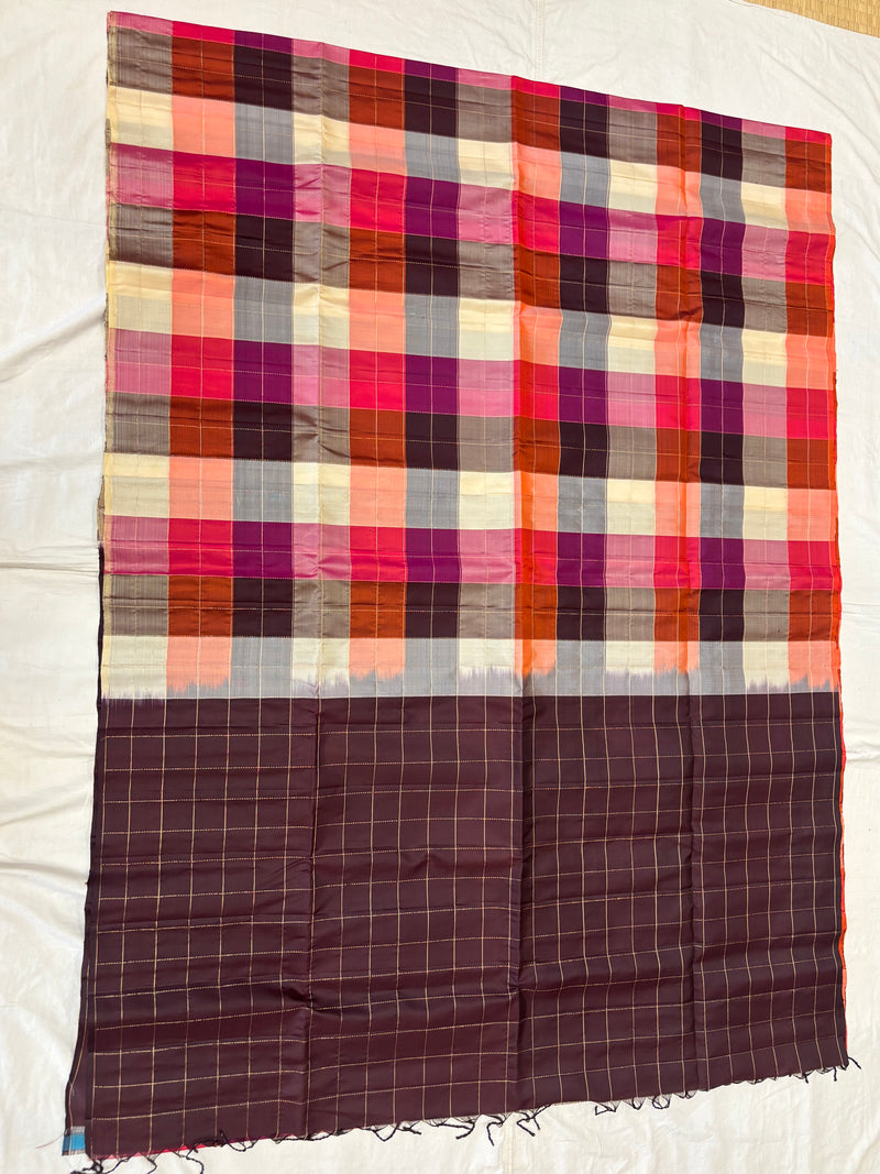 Kattam multicolor handloom softsilk saree