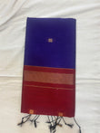 Blue & red Maheshwari cotton saree