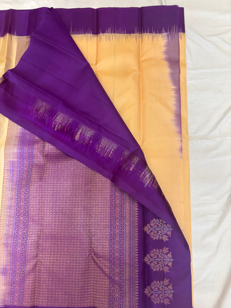 Yuvaa warm gold & purple softsilk saree - Pure silk saree