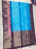 Kalai light blue brocade bridal softsilk saree- Pure silk saree
