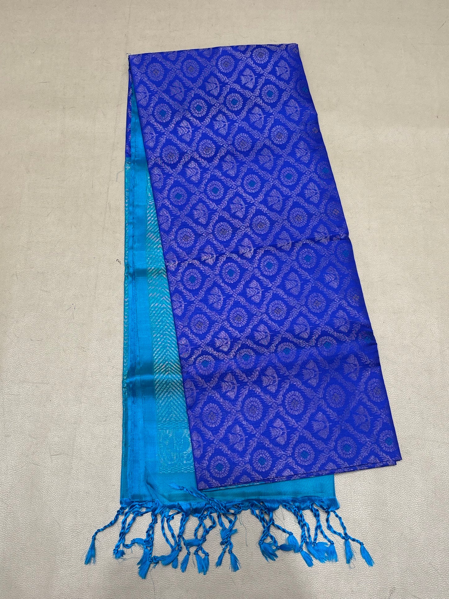 Kalai blue brocade bridal softsilk saree - Pure silk saree