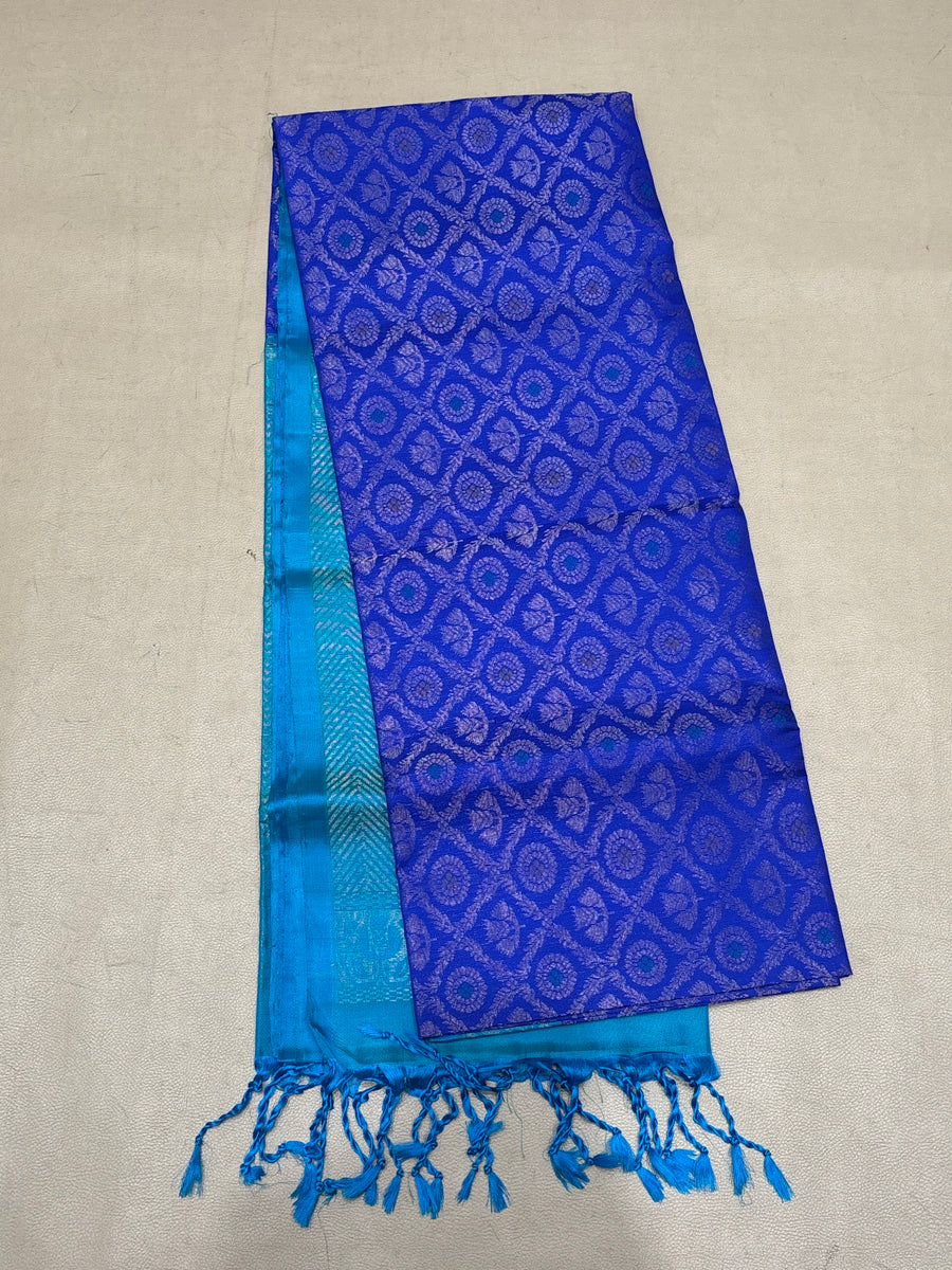 Kalai blue brocade bridal softsilk saree - Pure silk saree