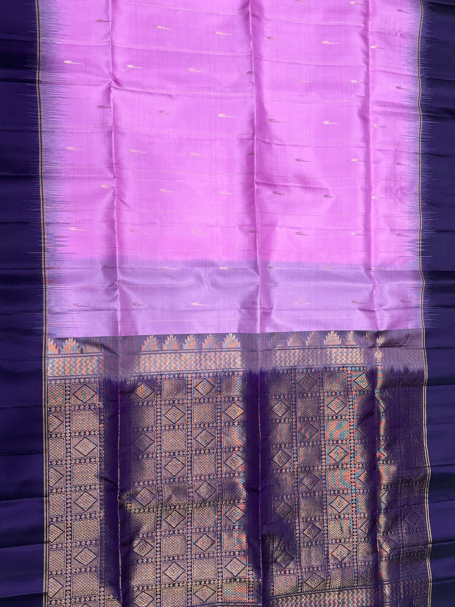 Leelavathi purple handloom softsilk saree - Pure silk saree- Contrast color