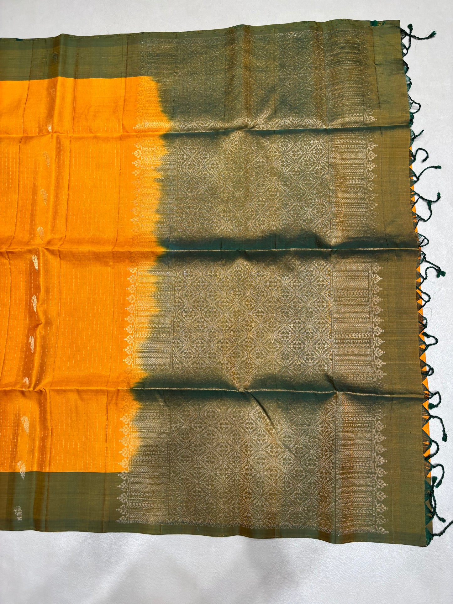 Paari yellow & green handloom softsilk saree - Pure silk saree