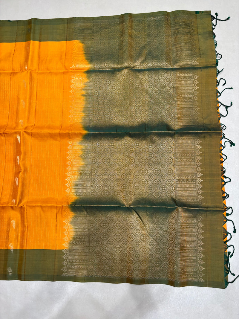 Paari yellow & green handloom softsilk saree - Pure silk saree