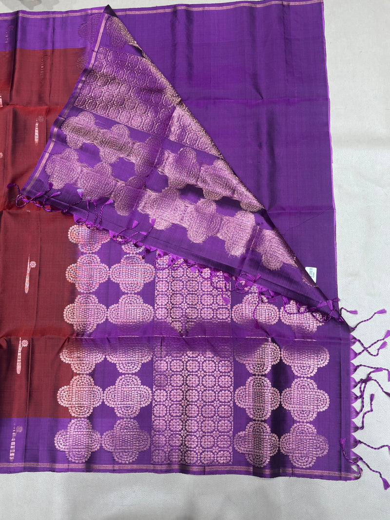 Hridya coffee brown handloom softsilk saree - Pure silk saree